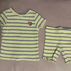 Zara Kids Waffle Knit  Set - purple and white striped
